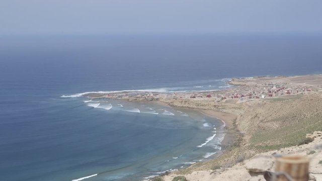 Imsouane aerial, wide beauty seascape, Morocco.