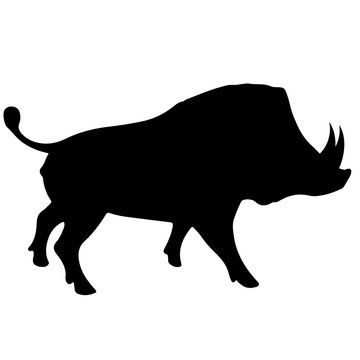 recommend clip art: a wild boar. Black vector silhouette of a pig