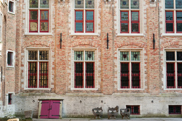 Fototapeta na wymiar Ancient residential building in Bruges, Belgium