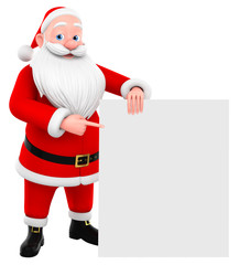 Cheerful  Santa Claus on a white background with a blank card. 3