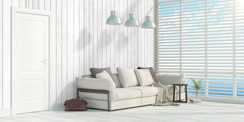 Modern bright interior . 3D rendering