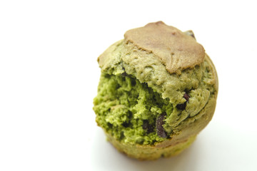  Fresh Baked matcha Green Tea Muffin isolated