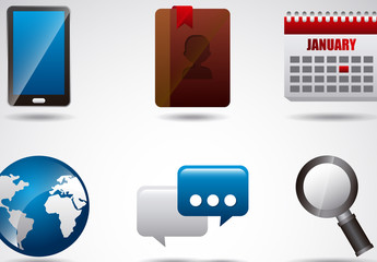 9 Large Glossy Social Media and Web Icons