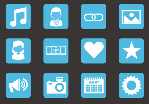 36 Square Blue Social Media and Web Icons