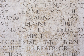 Ancient latin catholic inscription text 