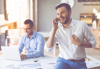 Handsome businessmen co-working