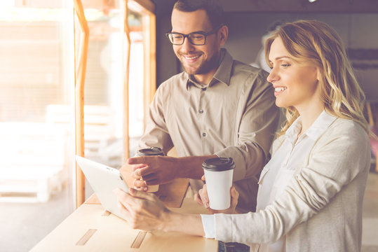 Business couple working together