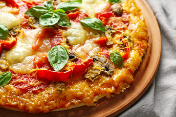 Tasty pizza, closeup