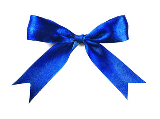 Blue bow on white background