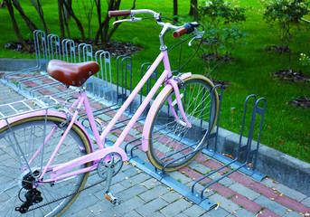 Bicycle at parking place outside