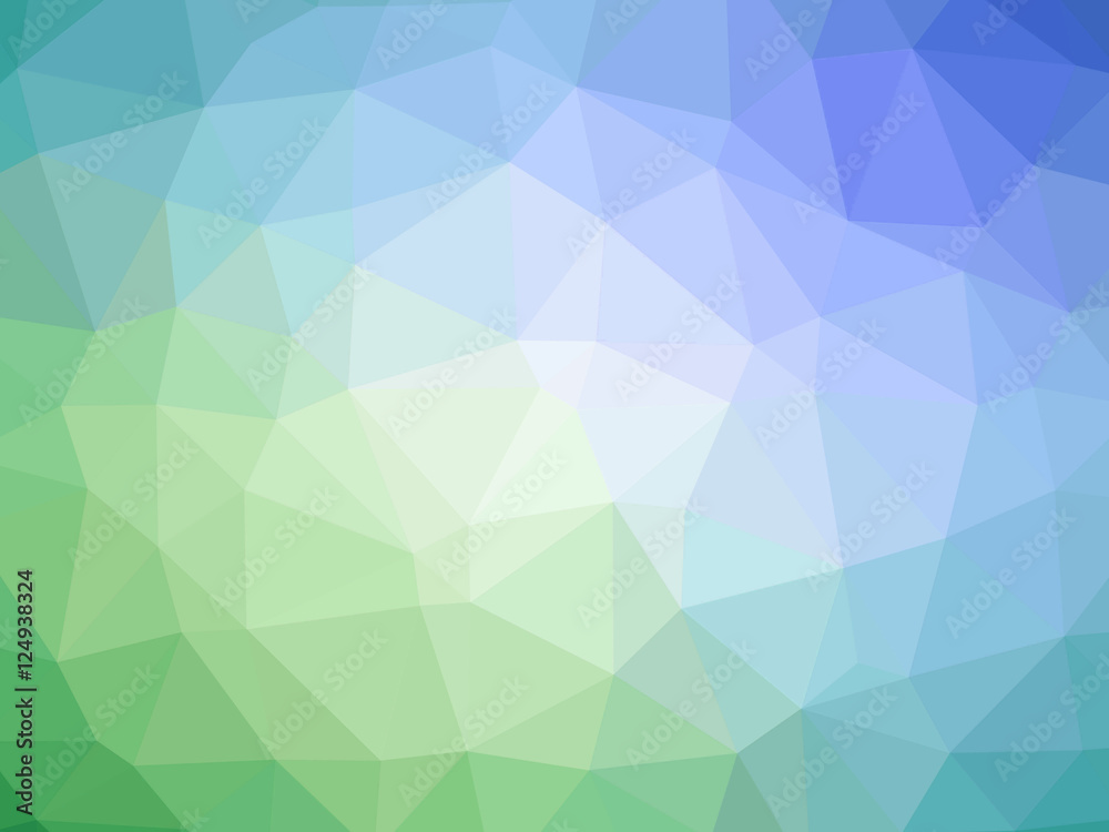 Wall mural abstract green blue white gradient low polygon shaped background