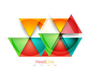 Colorful triangles on white background