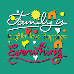 Lettering postcard family and love quotes set. Motivation, poster, quote, color backgrounds, textures