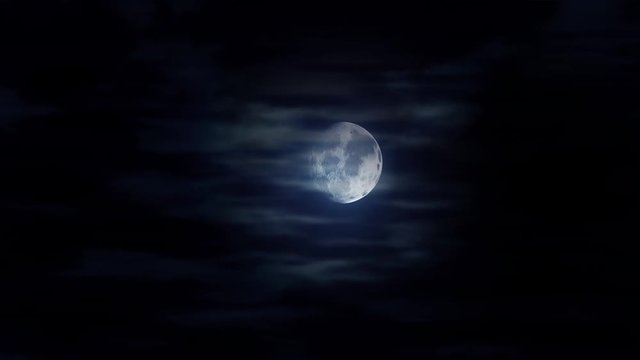 Full Moon and clouds Timelapse at Night, spooky Halloween scene