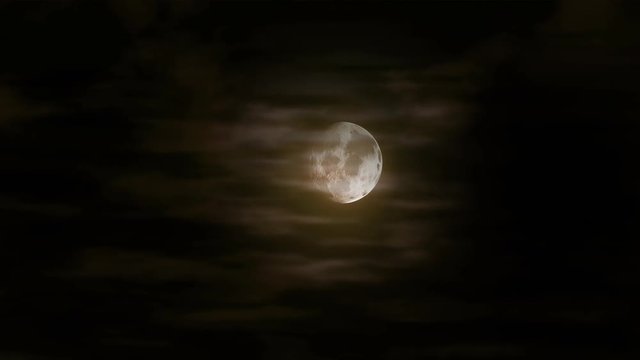 Full Moon and clouds Timelapse at Night, spooky Halloween scene
