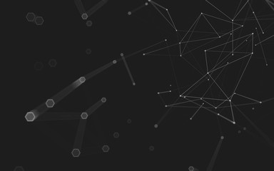 Abstract polygonal space low poly dark background, 3d rendering