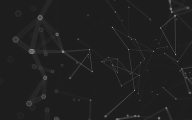 Abstract polygonal space low poly dark background, 3d rendering