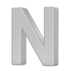 3d silver letter N