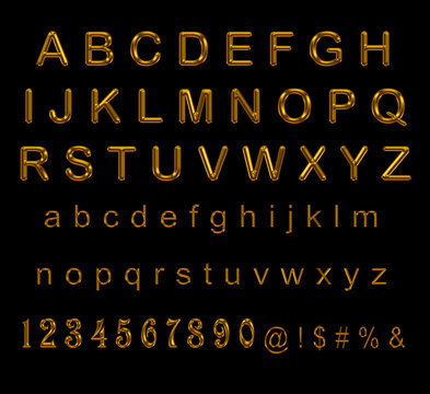 set gold letters and numbers on a black blackground