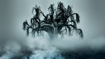Spooky Tree Dark Night ./Halloween Horror Blackground. - 124950321