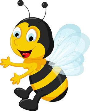 happy Bee cartoon flying