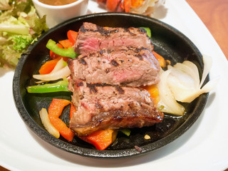Juicy beef steak medium rare