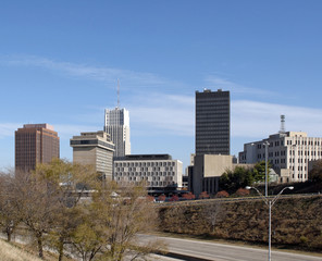 Naklejka premium A view of the skyline of Akron, Ohio.