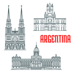 Argentina famous buildings vector facades