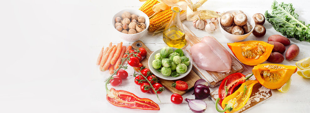 Balanced diet food concept.