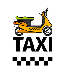 Scooter taxi transport, advertising poster, vector illustration