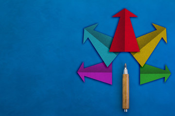 solution ideas concept with colorful arrow paper shape