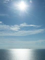 The beautiful seascape with the light shine from the sun
