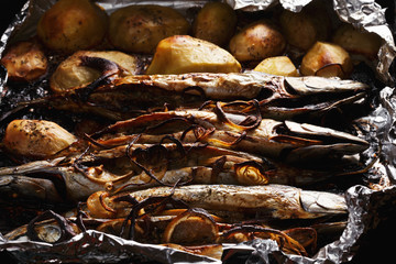 Fish baked in foil