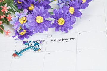 Reminder Wedding day in calendar with cross