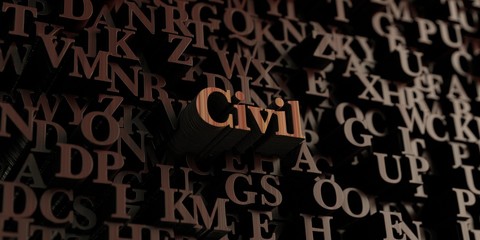 Civil - Wooden 3D rendered letters/message.  Can be used for an online banner ad or a print postcard.