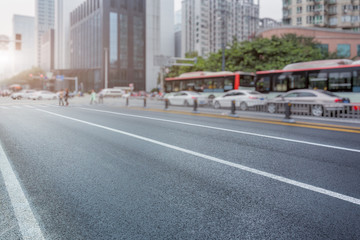 empty asphalt road through modern city in China.