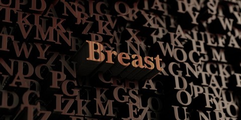 Breast - Wooden 3D rendered letters/message.  Can be used for an online banner ad or a print postcard.