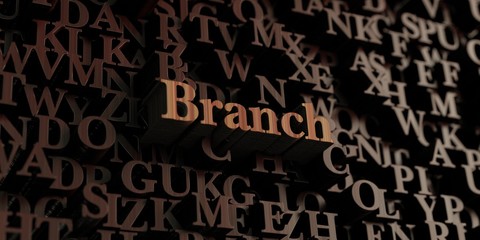 Branch - Wooden 3D rendered letters/message.  Can be used for an online banner ad or a print postcard.