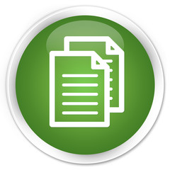 Documents icon soft green glossy round button