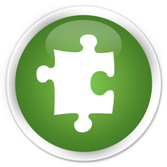 Puzzle icon soft green glossy round button