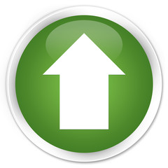 Upload arrow icon soft green glossy round button