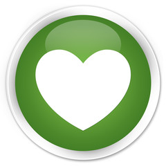 Heart icon soft green glossy round button