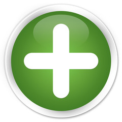 Obraz premium Plus icon soft green glossy round button