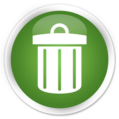 Recycle bin icon soft green glossy round button