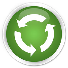 Refresh icon soft green glossy round button