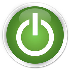 Power icon soft green glossy round button