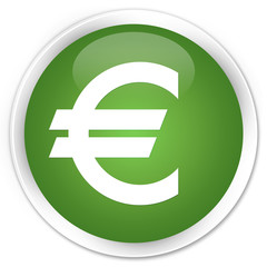 Euro sign icon soft green glossy round button