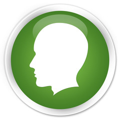 Head (male face) icon soft green glossy round button