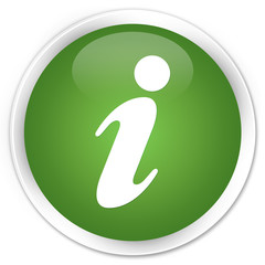 Info icon soft green glossy round button