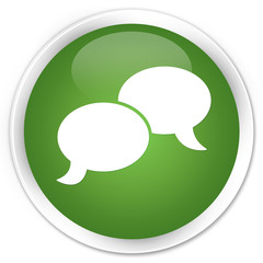 Chat bubble icon soft green glossy round button